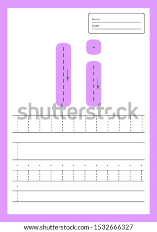 Trace letters worksheet a4 for kids preschool and school age. Vector illustration.