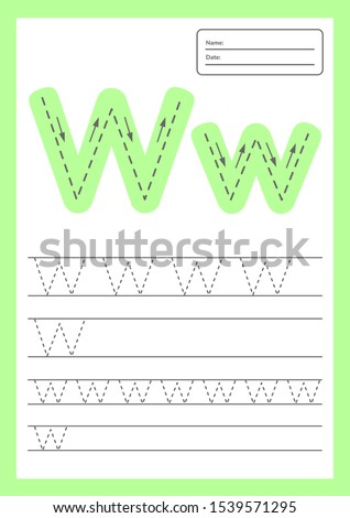 Trace letters worksheet a4 for kids preschool and school age. Vector illustration.