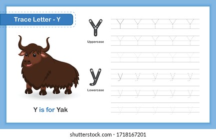 Trace Letter-Y : A-Z Animal Hand Writing Practice Book