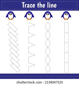 Trace the line. Activity worksheets for kids