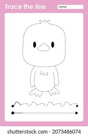 Trace line coloring with Baby Animal Duck