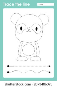 Trace line coloring with Baby Animal Panda