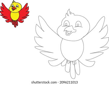 trace the line and colour bird