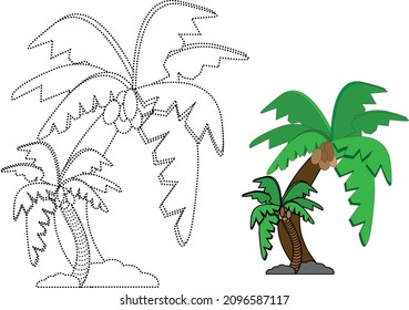 Trace Line Colour Coconut Tree Stock Vector (Royalty Free) 2096587117 ...