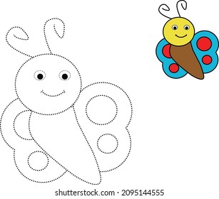trace the line and colour the flying Butterfly