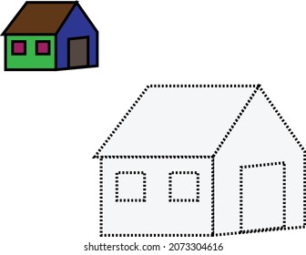 trace the line and colour the House