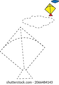 trace the line and colour a Kite