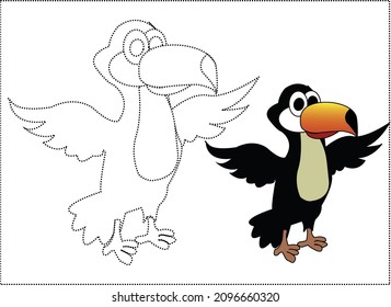 rastrear la línea y el color del ave Toucan