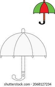 trace the line and colour the Umbrella
