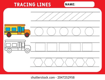 trace line worksheet kids basic writing stock vector royalty free 2047252958