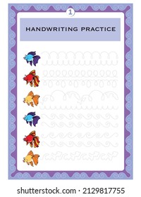 Trace line worksheet for kids. Basic writing. Working pages for children. Preschool or kindergarten worksheet. Trace the pattern. Illustration and vector outline - A4 paper ready to print.