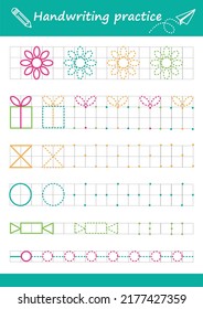 Trace Line Worksheet For Kids. Basic Writing. Working Pages For Children. Preschool Or Kindergarten Worksheet. Trace The Pattern. Vector Illustration