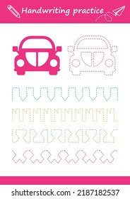 Trace line worksheet for kids. Basic writing. Working pages for children. Preschool or kindergarten worksheet. Trace the pattern. Vector illustration	

