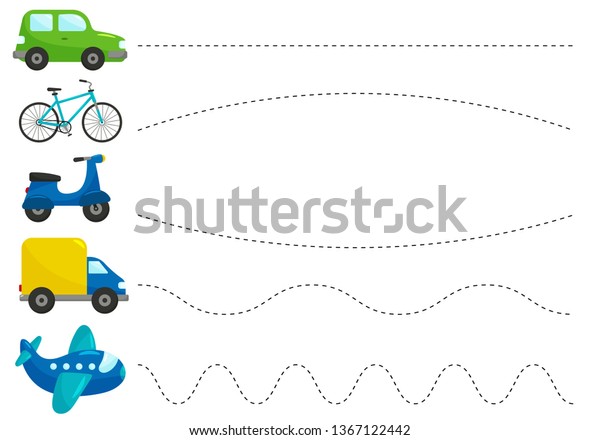 trace line worksheet kids practicing fine stock vector royalty free 1367122442