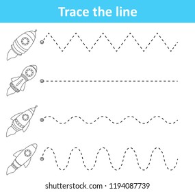 trace line worksheet preschool kids rockets stock vector royalty free 1194087739 shutterstock