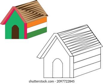 trace the lines and colour the Home