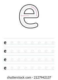 Trace Lowercase Letter E Worksheet For Preschool