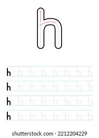 Trace Lowercase Letter H Worksheet Kids Stock Vector (Royalty Free ...