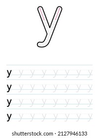 Trace lowercase letter y worksheet for kids