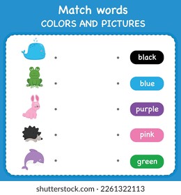 Trace and match words with pictures. Educational worksheet for preschool
