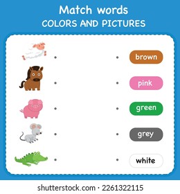 Trace and match words with pictures. Educational worksheet for preschool