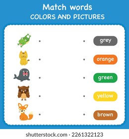 Trace and match words with pictures. Educational worksheet for preschool
