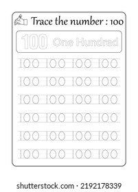 Rastrear el número 100. Seguimiento de números para niños