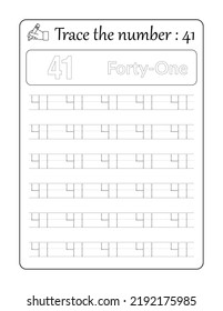 Rastrear el número 41. Seguimiento de números para niños
