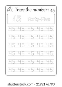Trace the number 45. Number Tracing for Kids