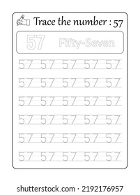 Trace the number 57. Number Tracing for Kids