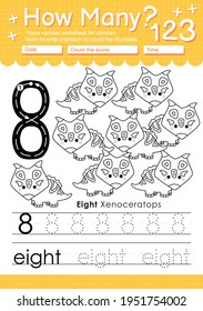 Trace number 8 worksheet for kindergarten and preshool kids