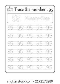 Trace the number 95. Number Tracing for Kids