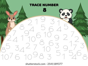 Trace number eight 8 mathematician for kids