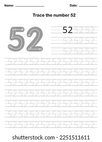 Trace the number. A preschool worksheet that teaches kids the number through tracing. Pre-K and kindergarten activity pages. Vector illustration.