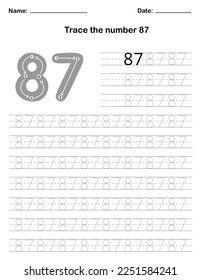Trace the number. A preschool worksheet that teaches kids the number through tracing. Pre-K and kindergarten activity pages. Vector illustration.