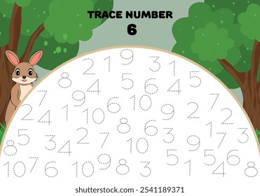 Trace número seis 6 matemático para niños