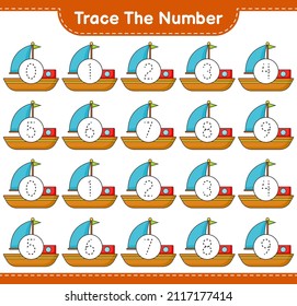 Trace Number Tracing Number Boat Educational Stock Vector (Royalty Free ...