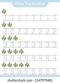 Trace the number. Tracing number with Christmas Ball. Educational children game, printable worksheet, vector illustration