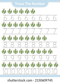 Trace the number. Tracing number with Christmas Ball. Educational children game, printable worksheet, vector illustration