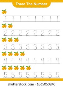 Trace the number. Tracing number with Christmas Bell. Educational children game, printable worksheet, vector illustration