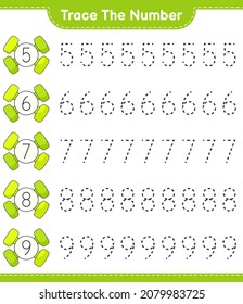Trace the number. Tracing number with Dumbbell. Educational children game, printable worksheet, vector illustration