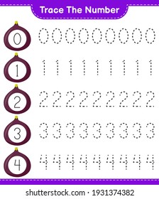 Trace the number. Tracing number with Fig. Educational children game, printable worksheet, vector illustration