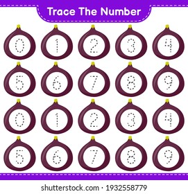 Trace the number. Tracing number with Fig. Educational children game, printable worksheet, vector illustration