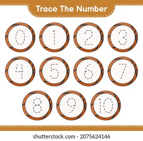 Trace the number. Tracing number with Football Basketball. Educational children game, printable worksheet, vector illustration