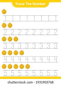 Trace the number. Tracing number with Honey Melon. Educational children game, printable worksheet, vector illustration