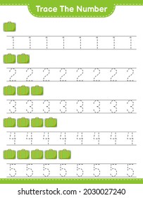 Rastrear el número. Número de seguimiento con equipaje. Juego infantil educativo, hoja de cálculo imprimible, ilustración vectorial