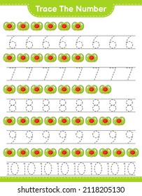 Trace the number. Tracing number with Pacifier. Educational children game, printable worksheet, vector illustration
