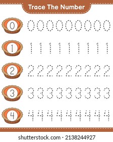 Rastrear el número. Número de seguimiento con Pie. Juego infantil educativo, hoja de cálculo imprimible, ilustración vectorial