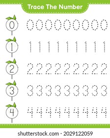 Trace the number. Tracing number with Pinwheels. Educational children game, printable worksheet, vector illustration