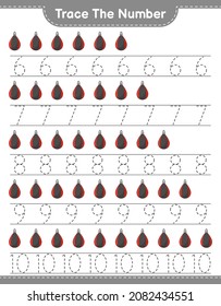 Trace the number. Tracing number with Punching Bag. Educational children game, printable worksheet, vector illustration